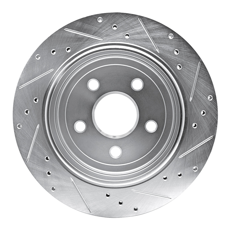 Dodge Durango Brake Rotor (1) - Rear Left - R1 Concepts - Drilled & Slotted - Silver - `11-`25